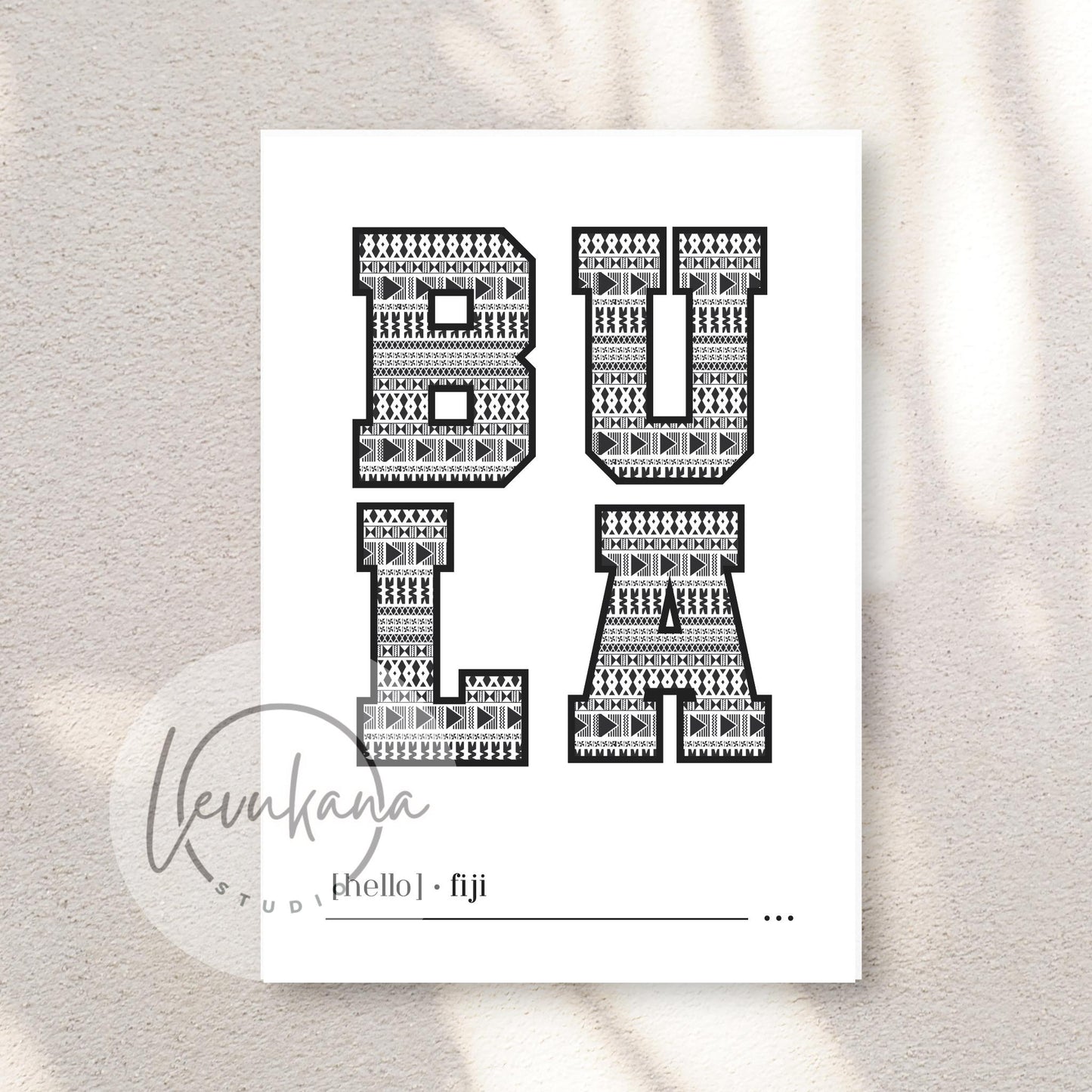 Bula (Hello) Fiji Printable