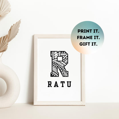 RATU Fijian Name Sign Print
