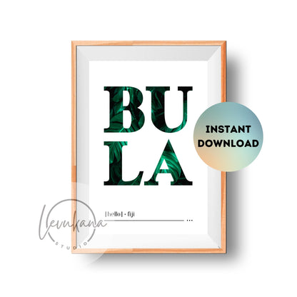 Bula (Hello) Fiji Printable