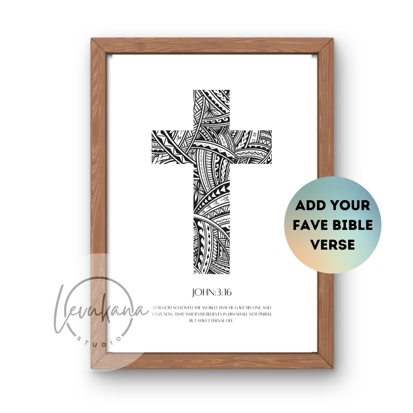 Personalised Cross Of The Island & Scripture Print
