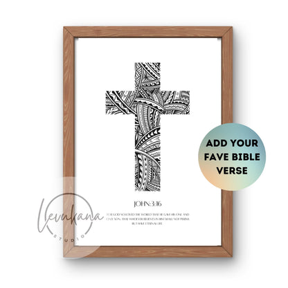 Personalised Cross Of The Island & Scripture Print