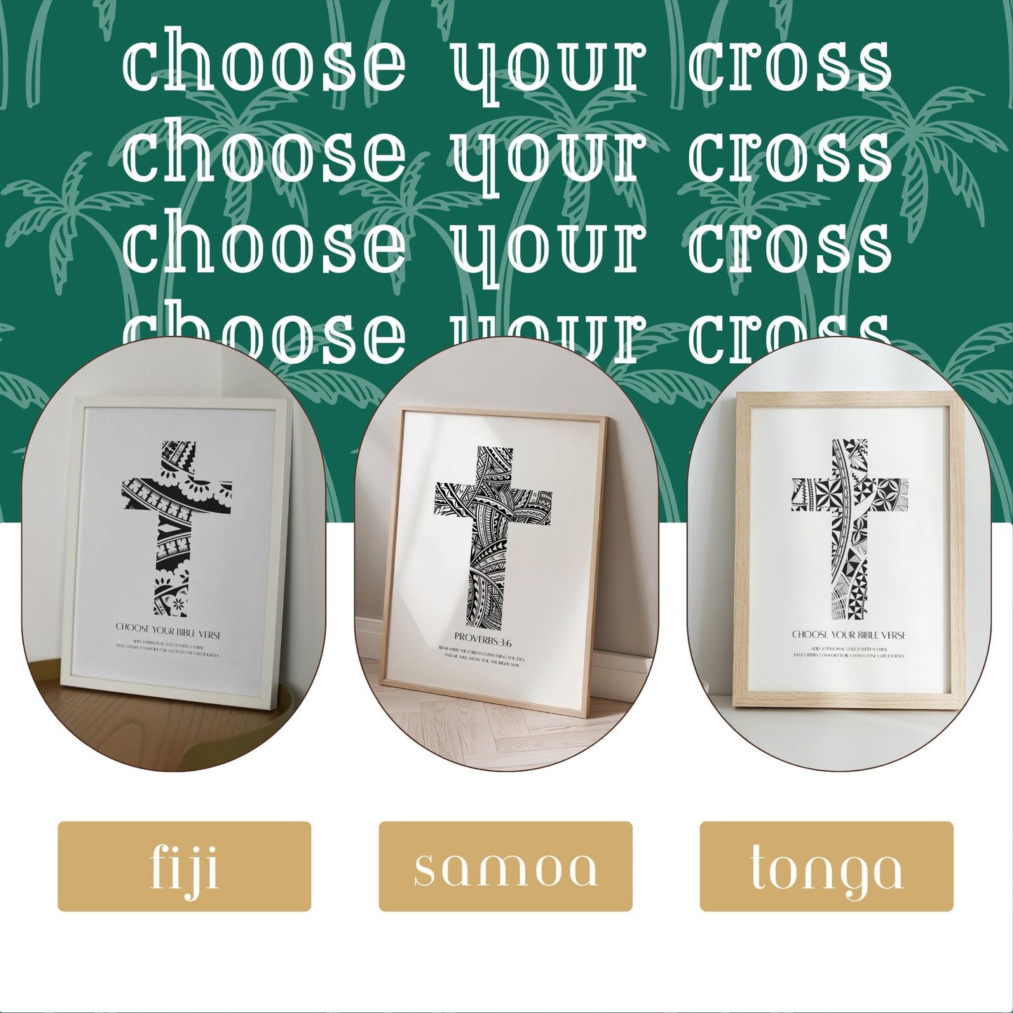 Personalised Cross Of The Island & Scripture Print