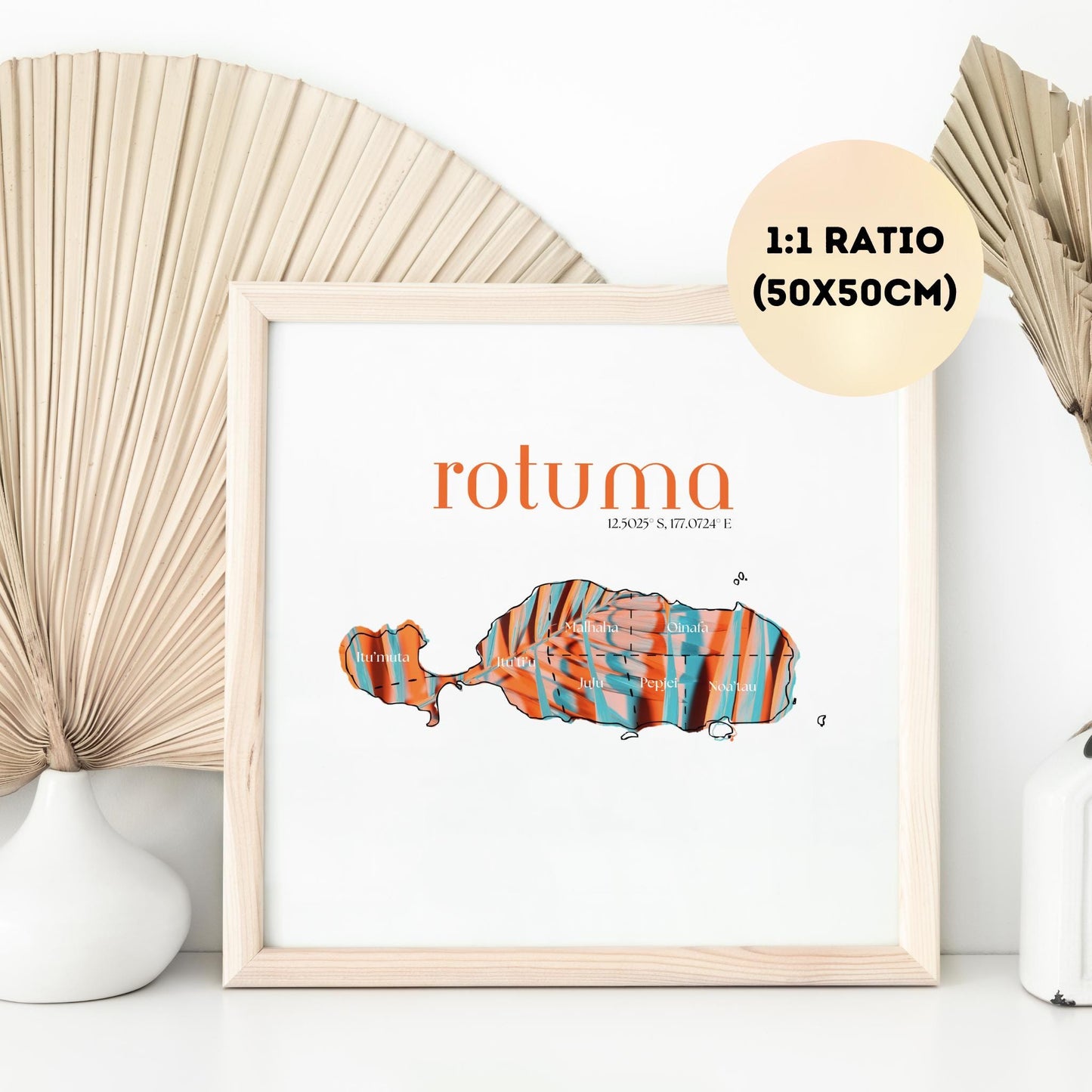 Rotuma Square Map Print