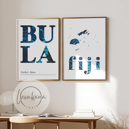 The Republic of Fiji Islands Map Digital Print
