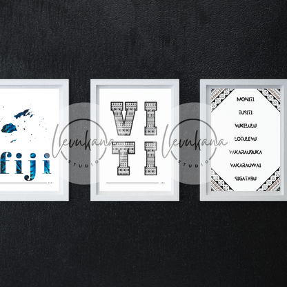Celebrate the beauty of Fiji with our Viti Poster. Featuring the word "Viti" in a traditional Fijian-masi style print on a white background, this print is a unique and thoughtful gift for anyone who loves Fiji or is looking to add some cultural flair to their home. Bring the spirit of Fiji into your space with our Viti Poster.