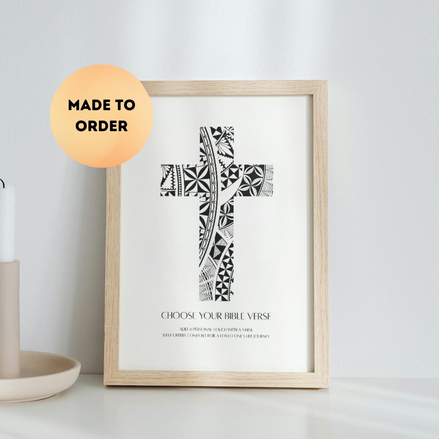 Personalised Cross Of The Island & Scripture Print