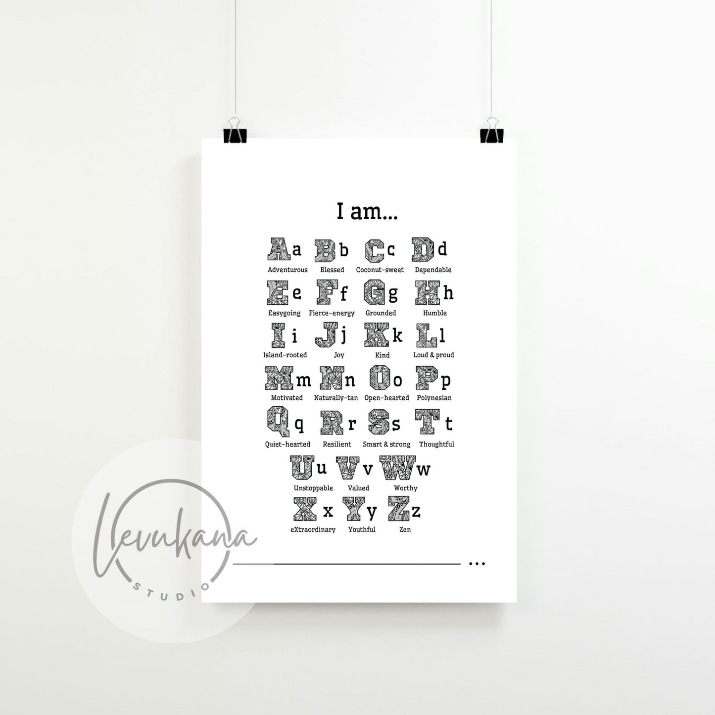 A1 I Am Polynesian Affirmations Print